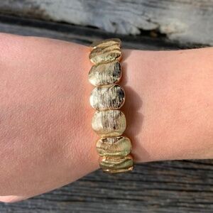 Textured Gold-Tone Stretch Bracelet